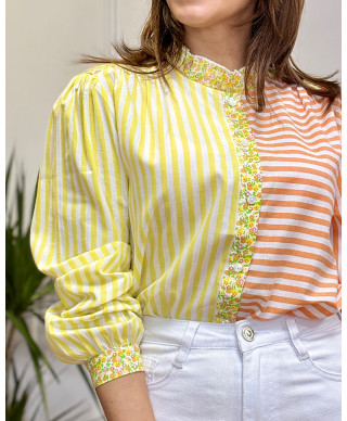 CAMISA COMBINADA PAULA AMARILLA