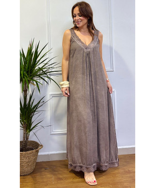 VESTIDO LENCERO MARRON