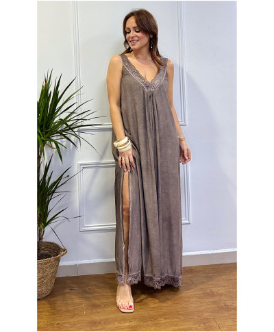VESTIDO LENCERO MARRON