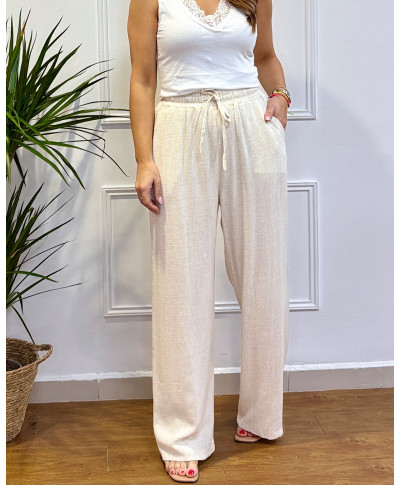 PANTALON DE LINO AMALFI BEIGE
