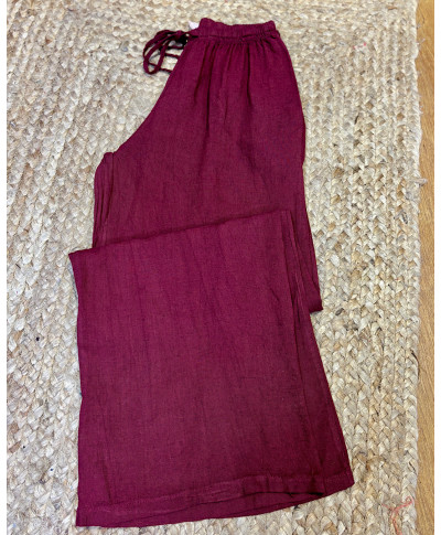 PANTALON DE LINO DENIS BURDEOS