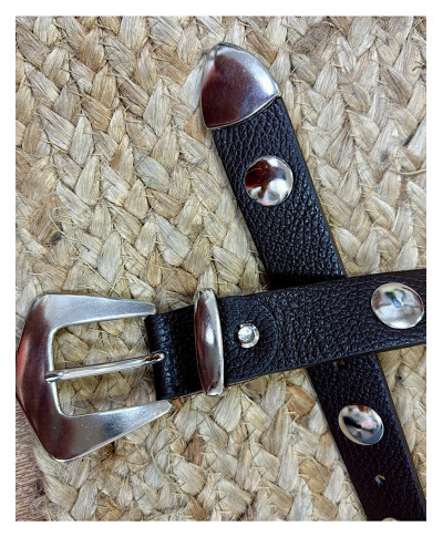 CINTURON TACHAS MARRON