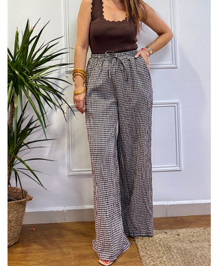 PANTALON VICHY MARRON