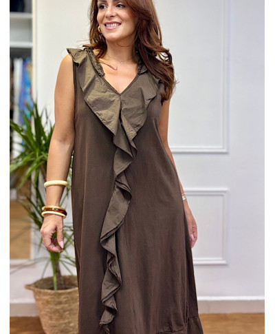 VESTIDO ADRIANA MARRON