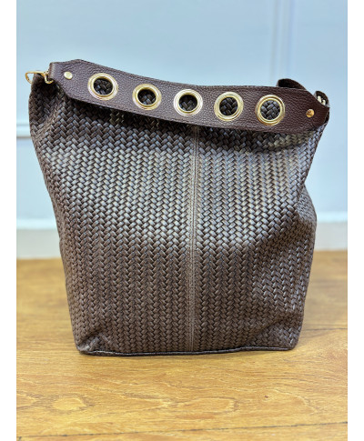 BOLSO SHOPPER TRENZADO MARRON