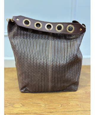 BOLSO SHOPPER TRENZADO MARRON