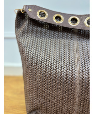 BOLSO SHOPPER TRENZADO MARRON