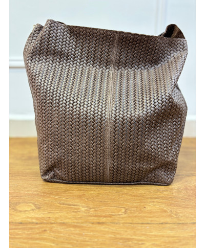 BOLSO SHOPPER TRENZADO MARRON