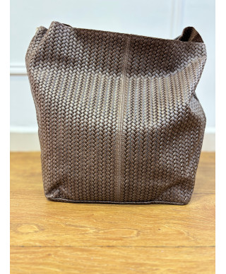 BOLSO SHOPPER TRENZADO MARRON