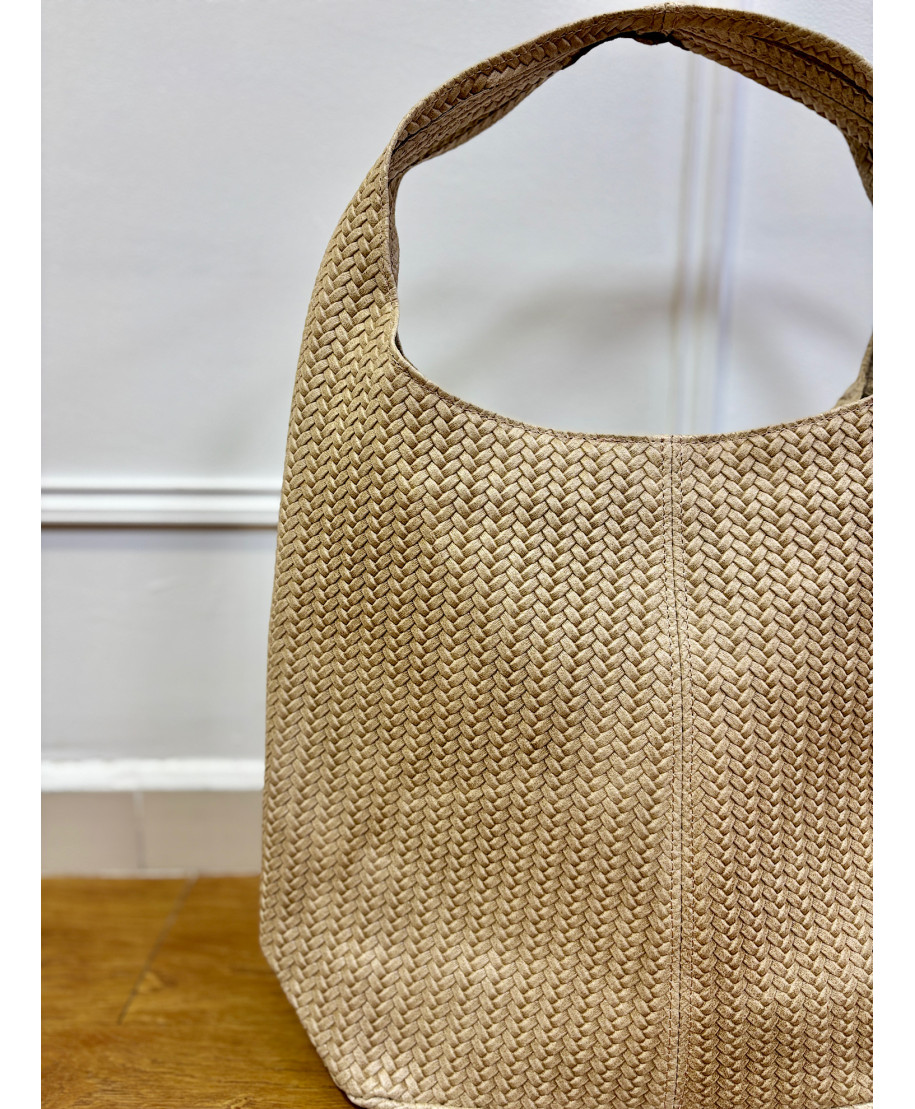 BOLSO SHOPPER TRENZADO BEIGE
