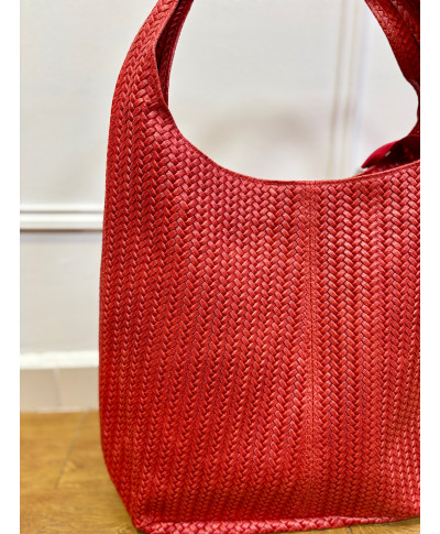BOLSO SHOPPER TRENZADO ROJO