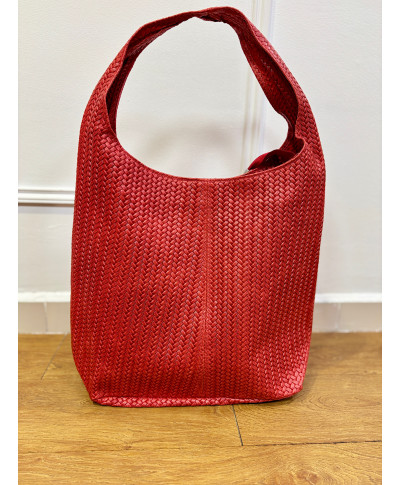 BOLSO SHOPPER TRENZADO ROJO