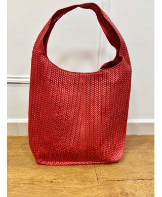 BOLSO SHOPPER TRENZADO ROJO