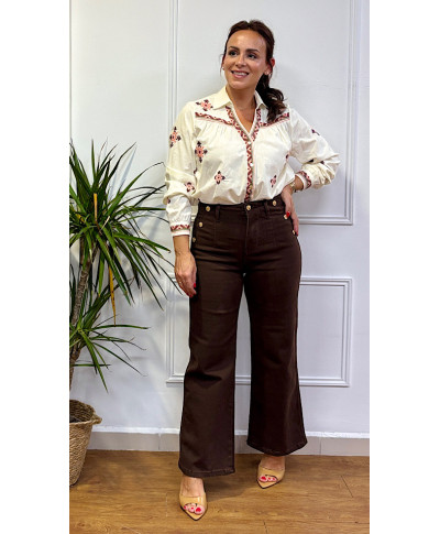 PANTALON TALLE ALTO MARRON