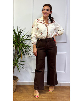 PANTALON TALLE ALTO MARRON