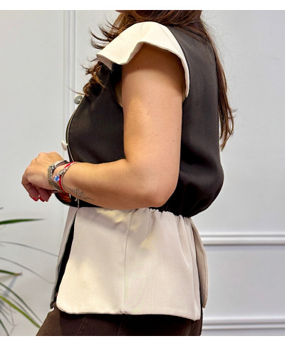 TOP BICOLOR CON VOLANTES