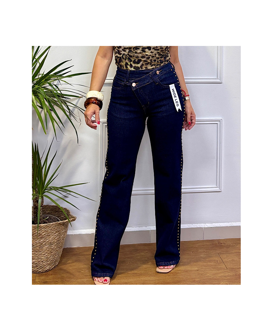 JEANS WIDE LEG TACHUELAS