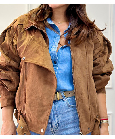 CHAQUETA OVERSIZE ANTE CAMEL