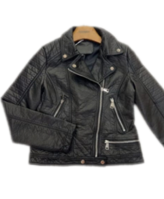 CHAQUETA BIKER EFECTO CUERO NEGRA