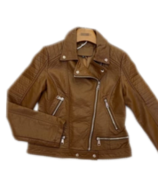 CHAQUETA BIKER EFECTO CUERO CAMEL