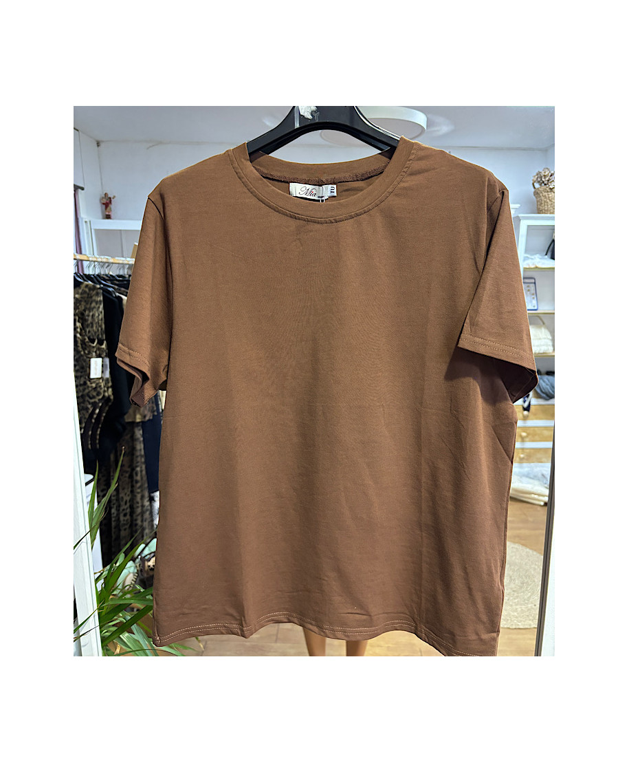 CAMISETA BASICA PETRA MARRON
