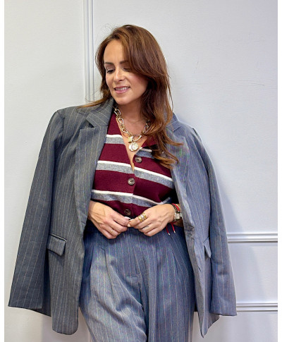 TRAJE DE RAYAS EMILIE GRIS