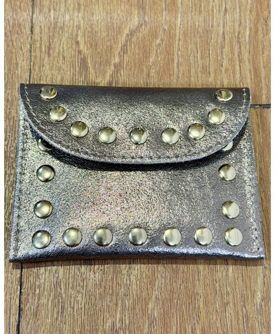 MONEDERO DE PIEL DORADO