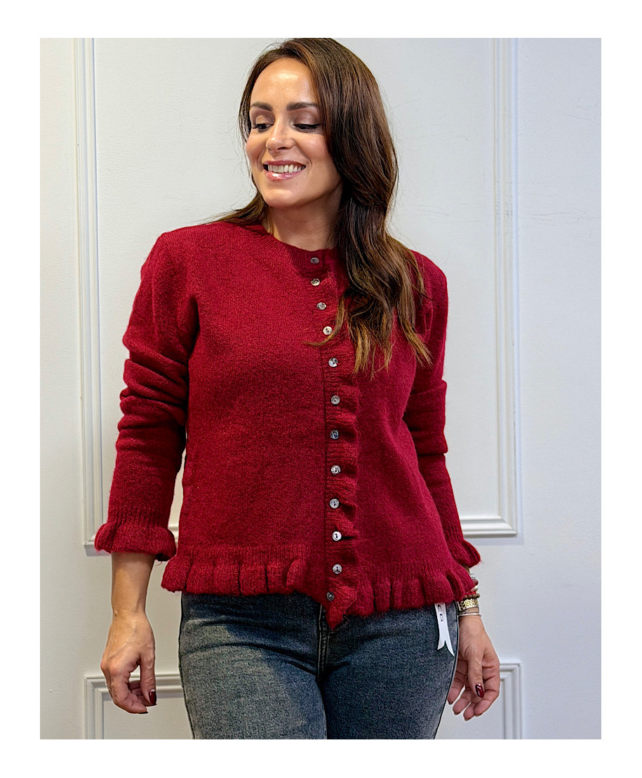 CARDIGAN ONDAS BURDEOS