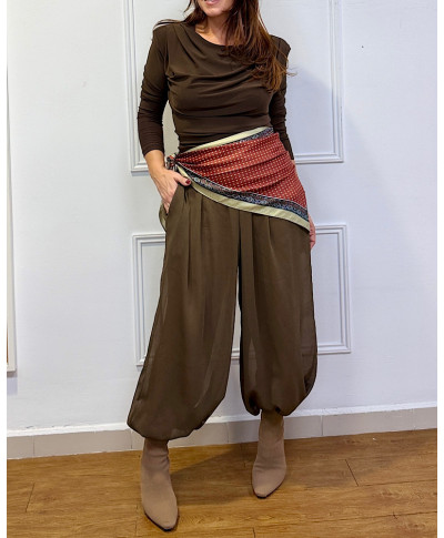 PANTALON BOMBACHO DANIELA MARRON