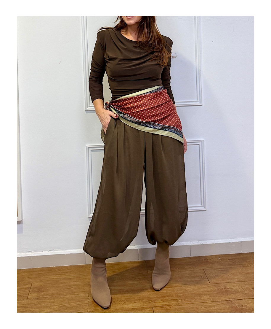 PANTALON BOMBACHO DANIELA MARRON