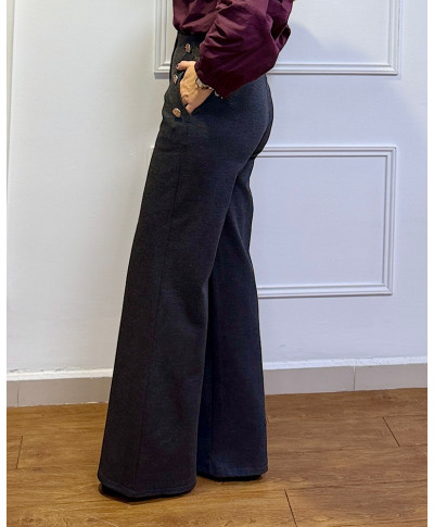 PANTALON BOTON DORADO GRIS