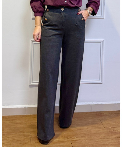 PANTALON BOTON DORADO GRIS