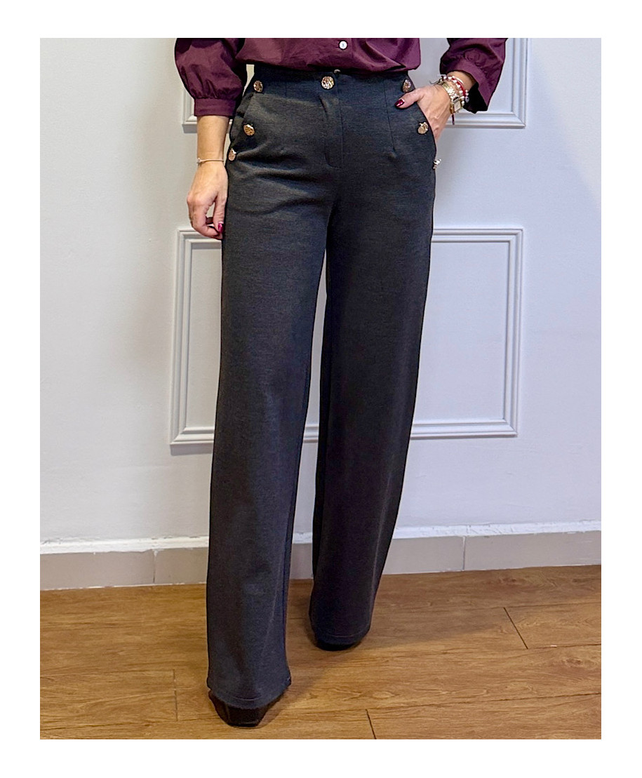 PANTALON BOTON DORADO GRIS