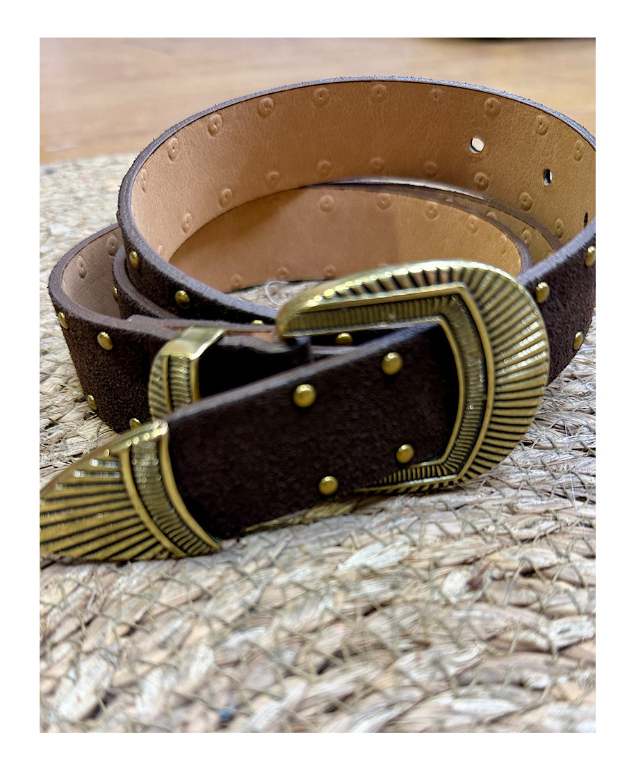 CINTURON DE PIEL CLOE MARRON