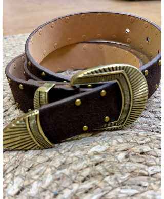 CINTURON DE PIEL CLOE MARRON