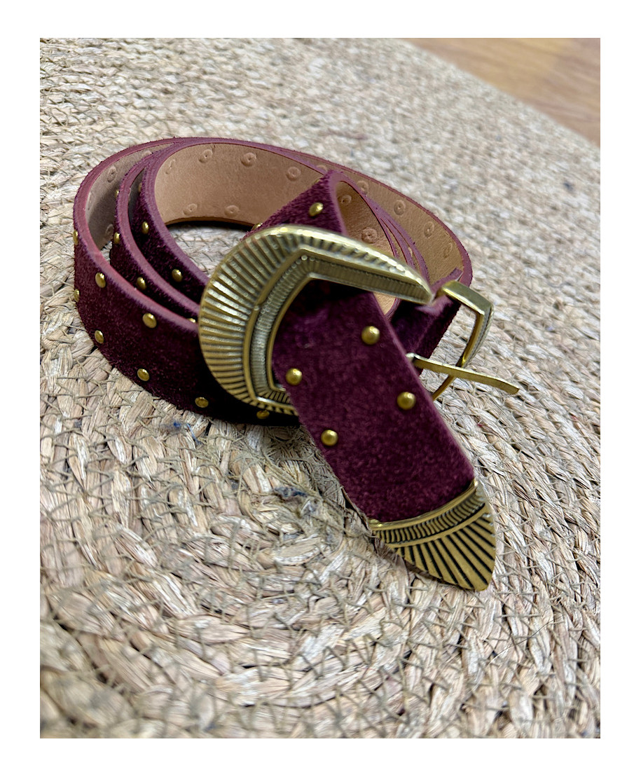 CINTURON DE PIEL CLOE BURDEOS