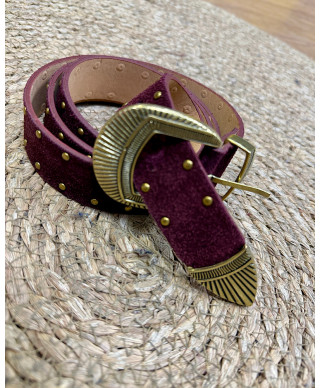 CINTURON DE PIEL CLOE BURDEOS