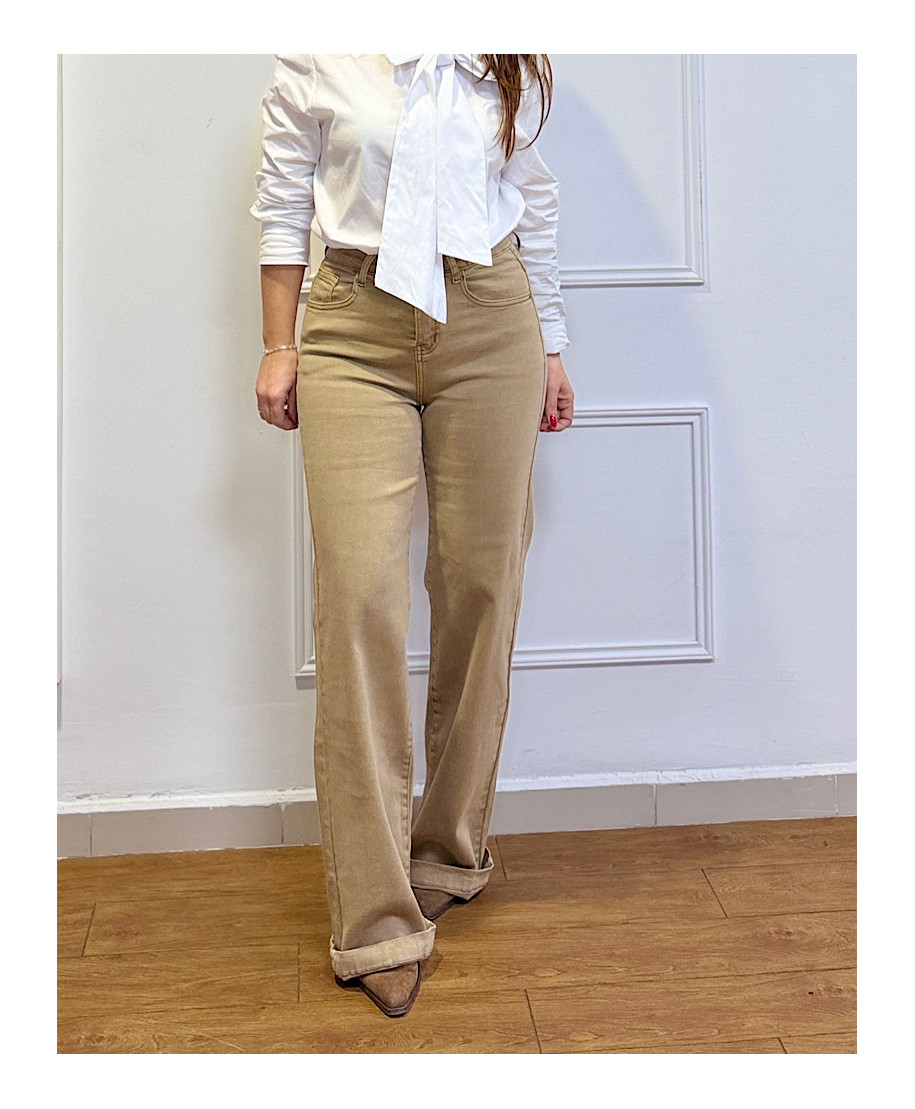 PANTALON CAMPANA GINA CAMEL