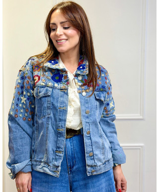 CHAQUETA DENIM BORDADA SARA