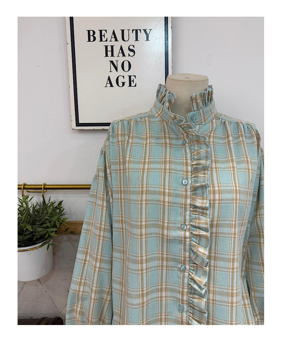 CAMISA DE CUADROS TESA CELESTE