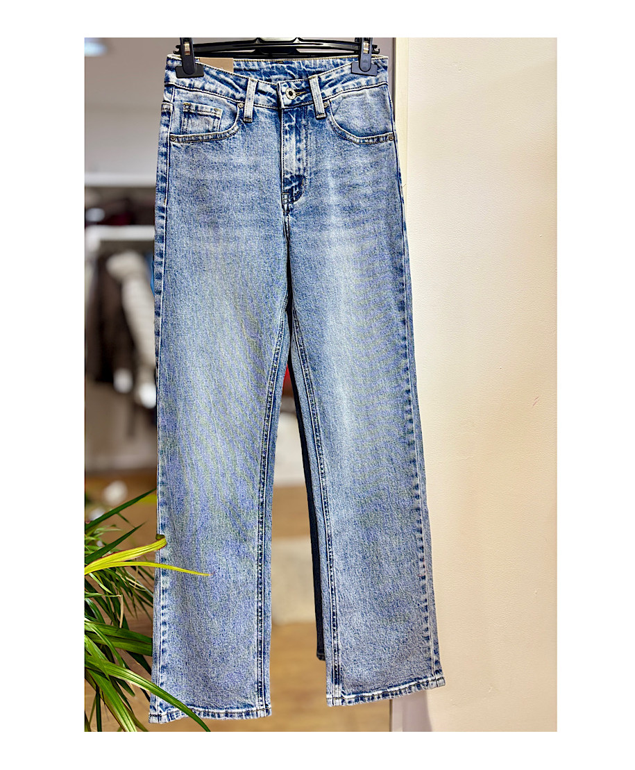 PANTALON STRAIGHT AZUL JASPEADO