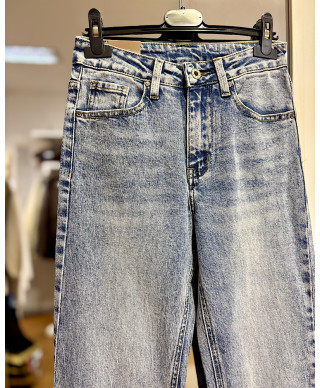 PANTALON STRAIGHT AZUL JASPEADO