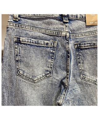 PANTALON STRAIGHT AZUL JASPEADO