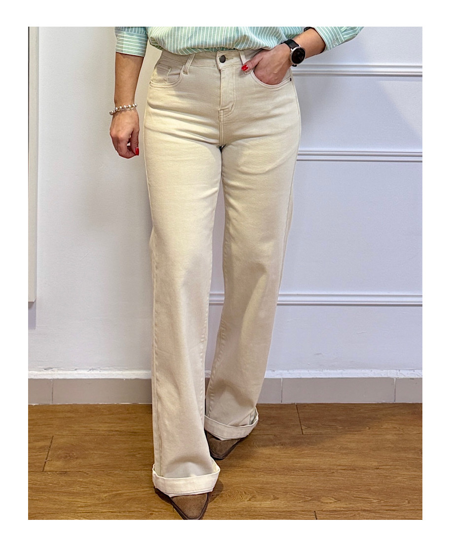 PANTALON CAMPANA GINA BEIGE