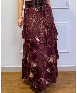 FALDA FLORAL BOHO CHIC MARRON