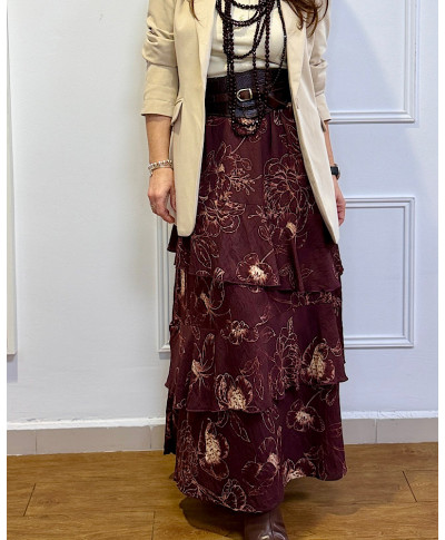 FALDA FLORAL BOHO CHIC MARRON