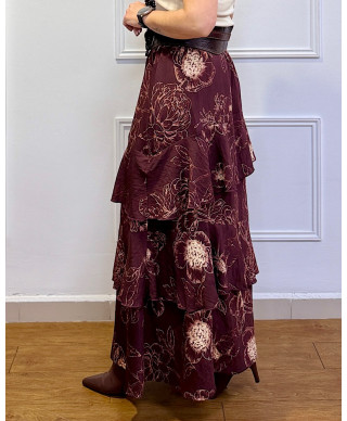 FALDA FLORAL BOHO CHIC MARRON