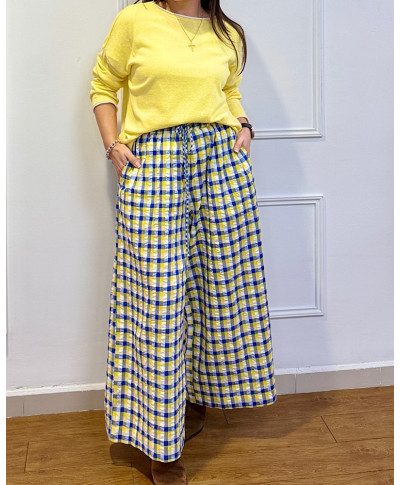 💙 PANTALÓN PALAZZO CUADROS VICHY
