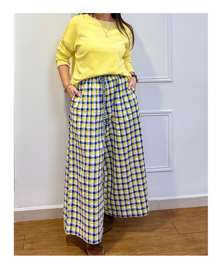💙 PANTALÓN PALAZZO CUADROS VICHY