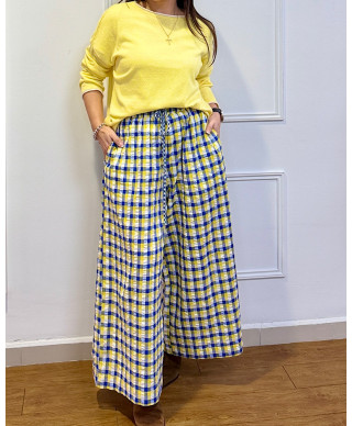 💙 PANTALÓN PALAZZO CUADROS VICHY
